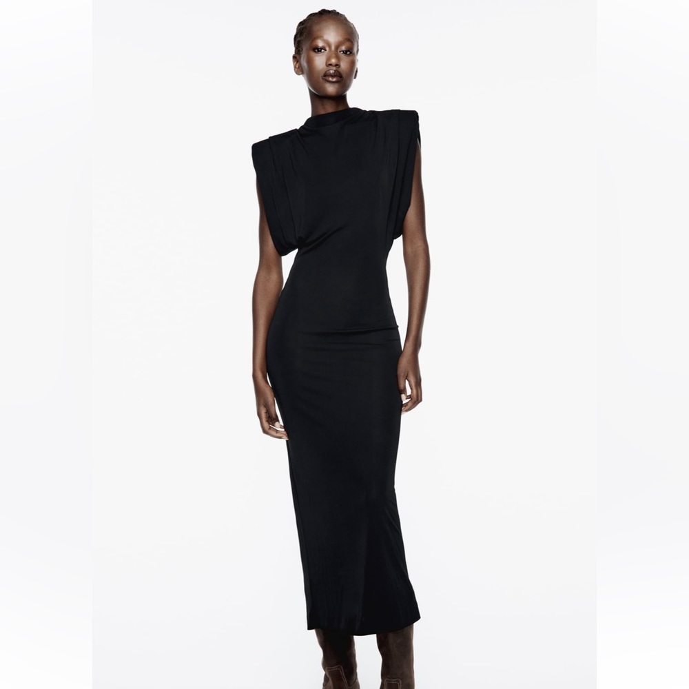 Zara shoulder pad midi dress - size small